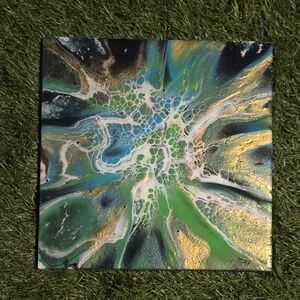 Abstract Green and Gold Canvas Art